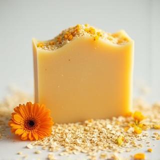 Handmade calendula and oat soap bar
