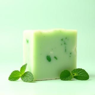 Handmade mint leaf soap bar