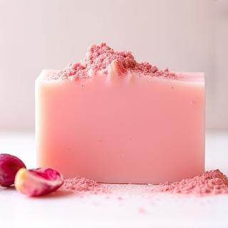 Handmade pink rose clay soap bar